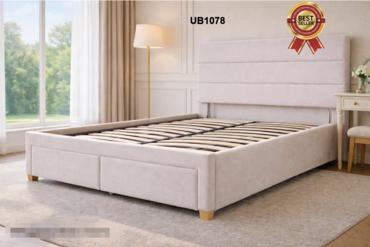 Upholstered Panel Storage Bed Storage Drawers Bed — Bedroom