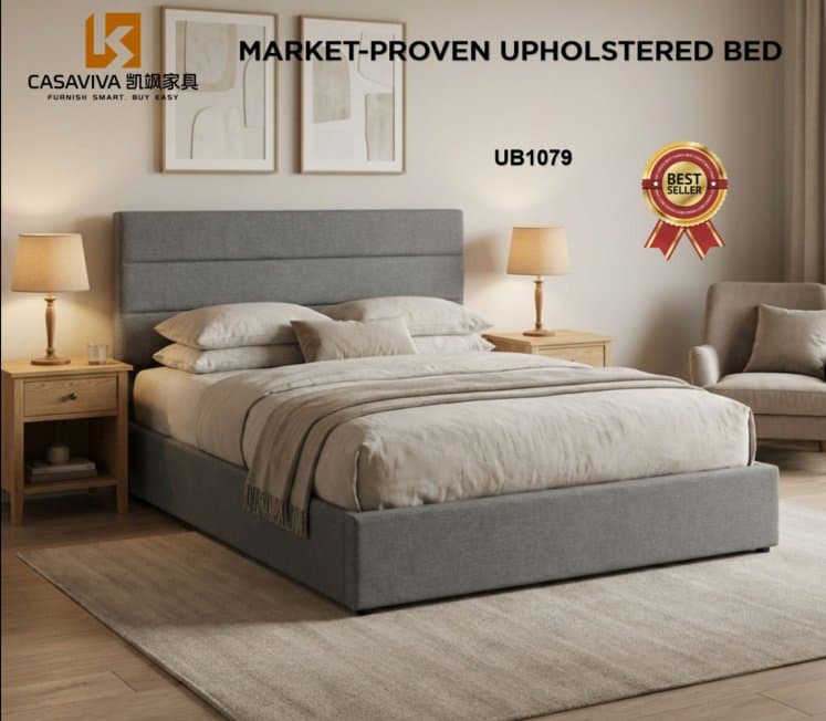 Upholstered Panel Headboard Bed Gas Lifting Bed — Bedroom