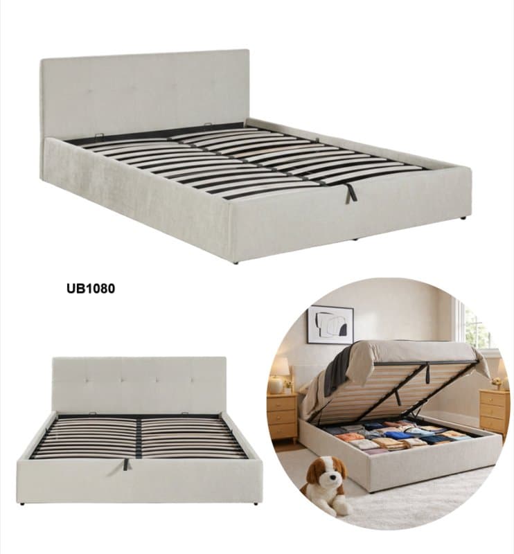 Upholstered Tufted Storage Bed Gas Lifting Bed