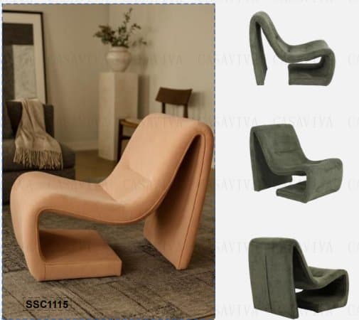 Modern Curved Upholstered Lounge Armchair