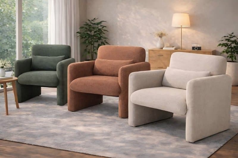 Modern Upholstered Armchair Fabric Or Leather Armchair — Living Room