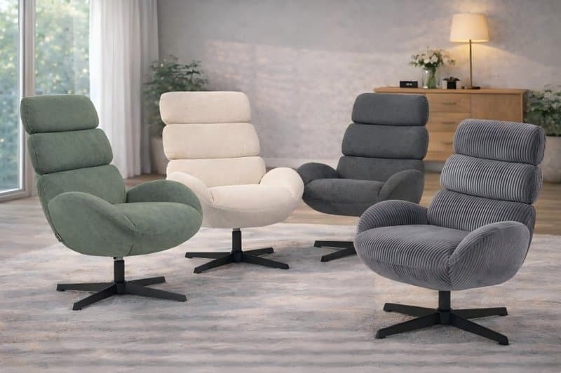 Modern Upholstered Swivel Armchair — Living Room