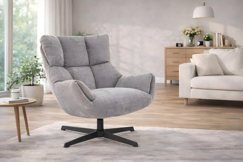 Modern Padded Swivel Armchair — Living Room