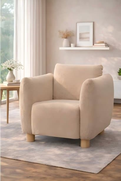Plush Upholstered Armchair Fabric Or Leather Armchair — Living Room