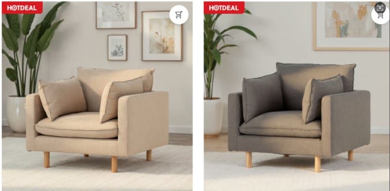 Modern Upholstered Armchair Fabric Or Leather Armchair — Living Room