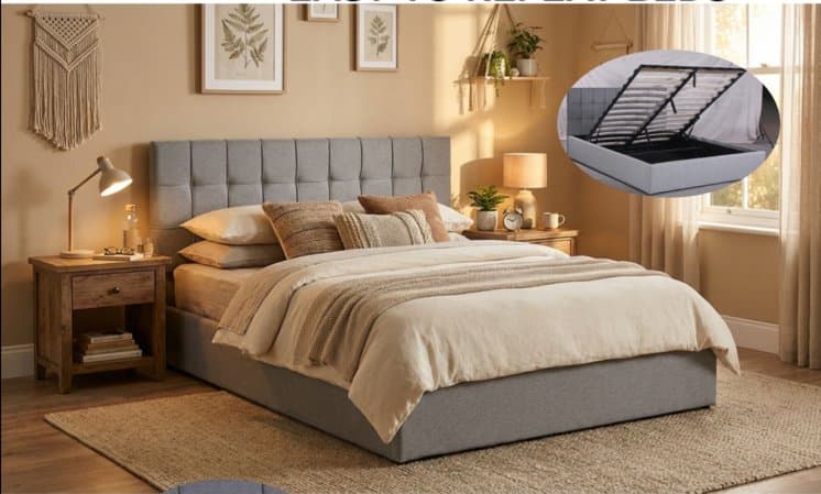 Upholstered Tufted Ottoman Bed Gas Lifting Bed — Bedroom