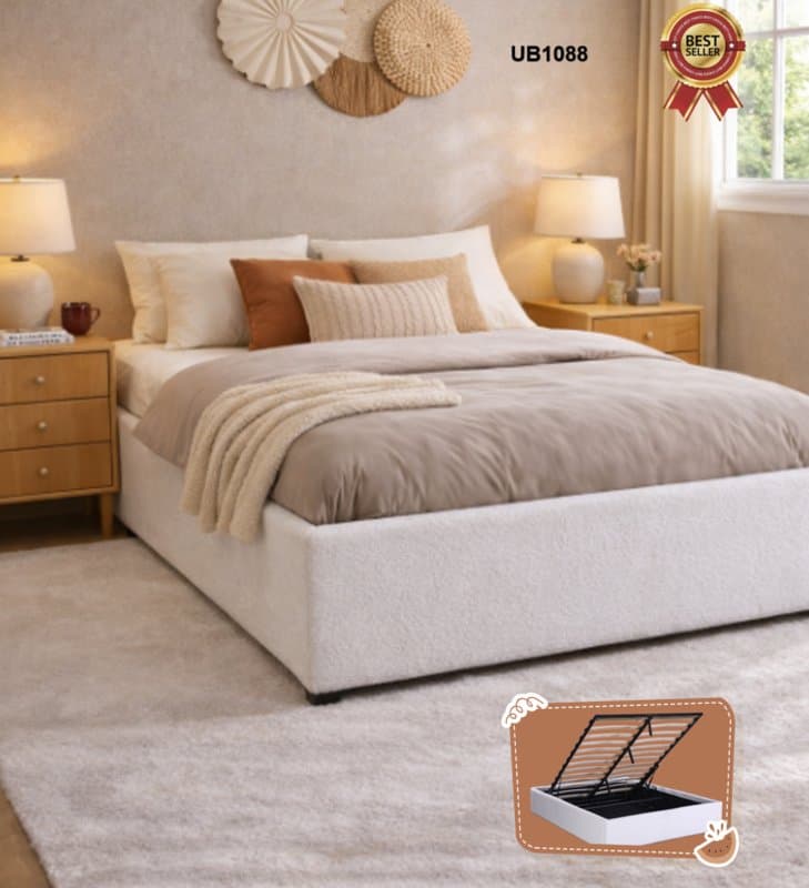 Upholstered Storage Gas Lifting Bedframe