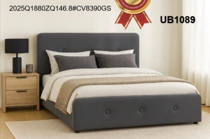 Modern Tufted Upholstered Bed Gas Lifting Bed — Bedroom