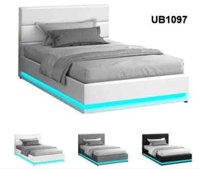 Modern Upholstered LED Bed Gas Lifting Bed — Bedroom