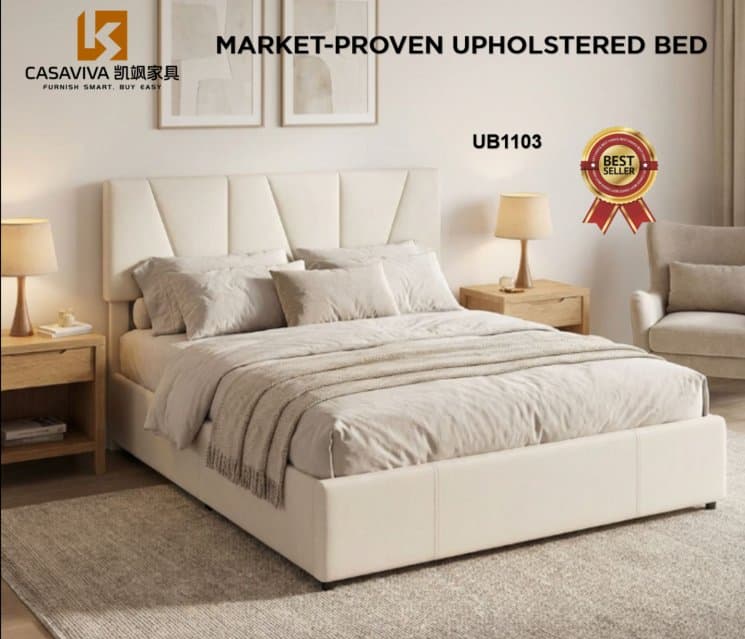 Modern Paneled Upholstered Bed Storage Drawers Bed — Bedroom